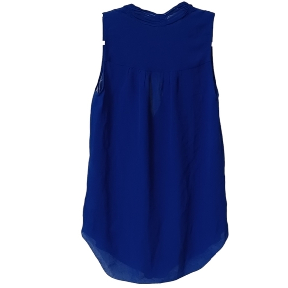Aritzia Babaton Ainsley Sheer 100% Silk Sleeveless Blouse Top / Royal Bl… - Picture 3 of 5